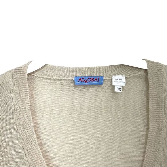 Acrobat 100% linen boxy top blouse Size 3X neutral  boho lagenlook‎ - Picture 3 of 6